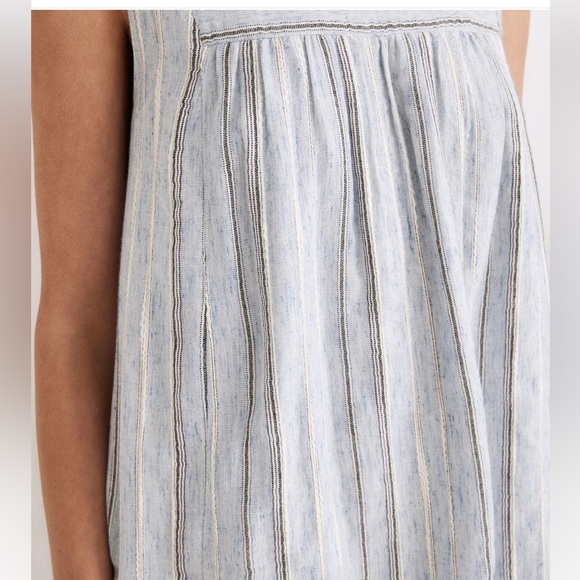 Madewell Sleeveless Yoked Mini Dress Stripe Light Blue Baby Doll Dress XXS - Picture 4 of 11